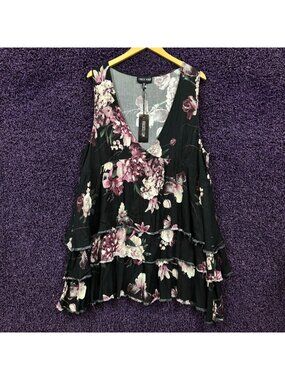 Black And Purple Romantic Goth Floral Babydoll Dress Size Extra Large